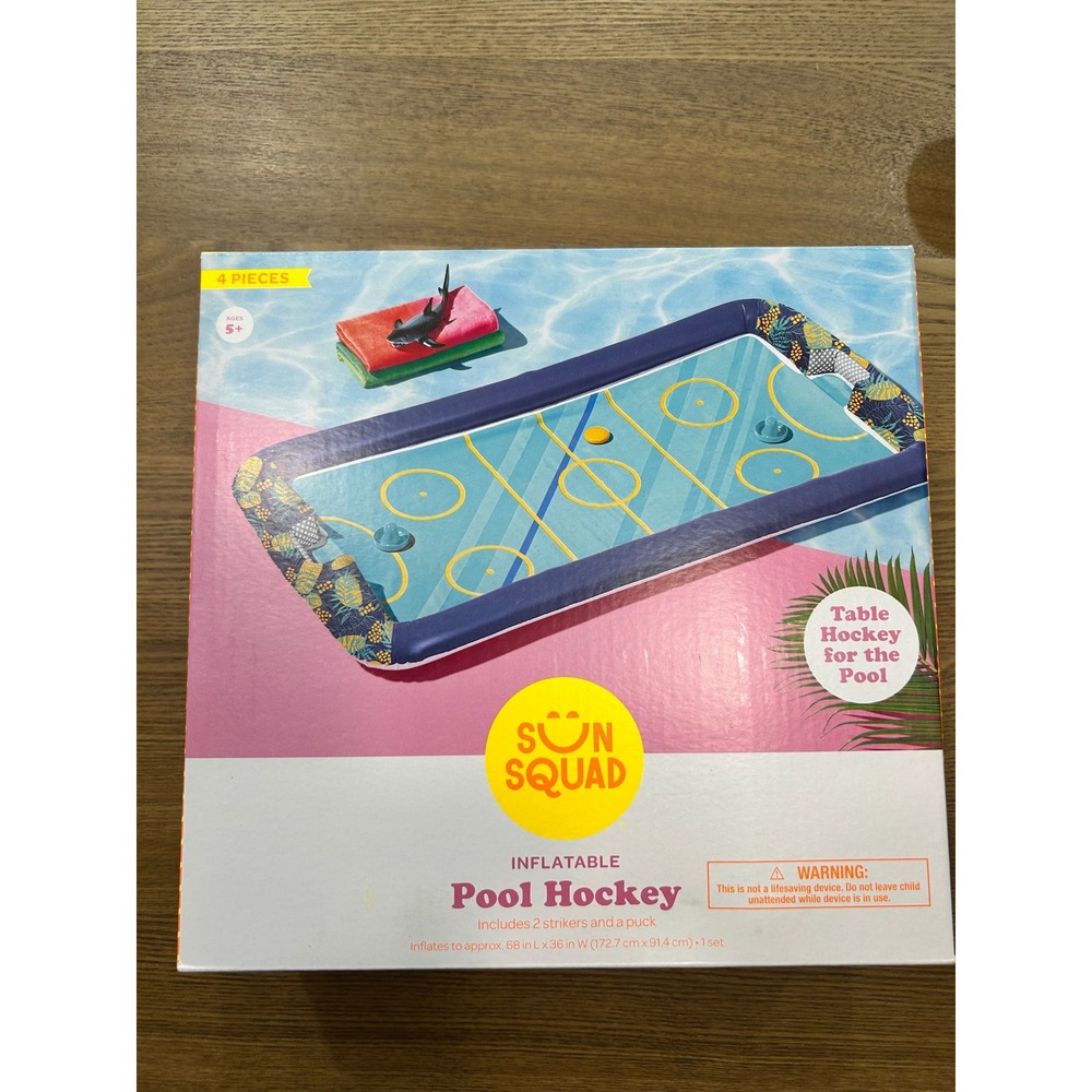 Sun Squad Inflatable Pool Hockey Game 4 Pieces‎ 68 Inch Fun for Ages 5+
